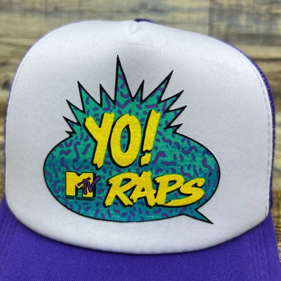 Yo! MTV Raps Mens Trucker Hat Purple Snapback 90s Real World TRL Nostalgia Cap - Picture 2 of 7